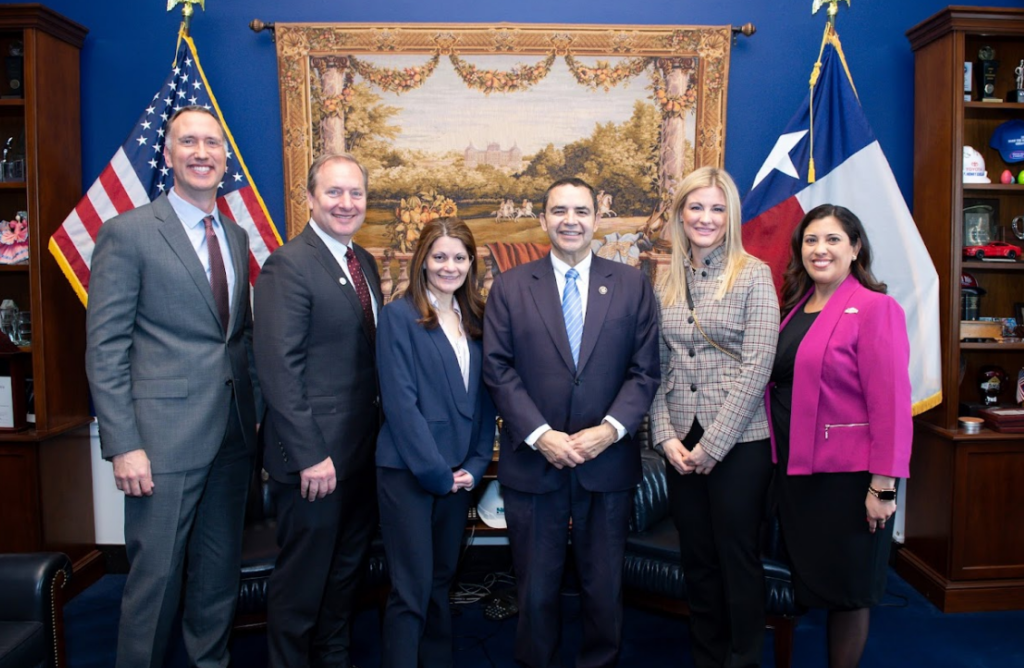 Beer industry representatives meet in Capitol Hill office to discuss legislative priorities.